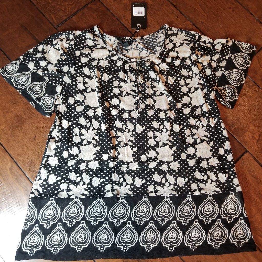 Nwt Lucky Brand Blouse BlackTan